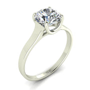 Bague solitaire 1.20 carat or blanc diamant synthétique rond Carina